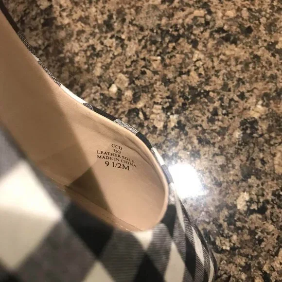 Cute Charles David Black and White Check Plaid Kitten Heel Pumps - Picture 12 of 12